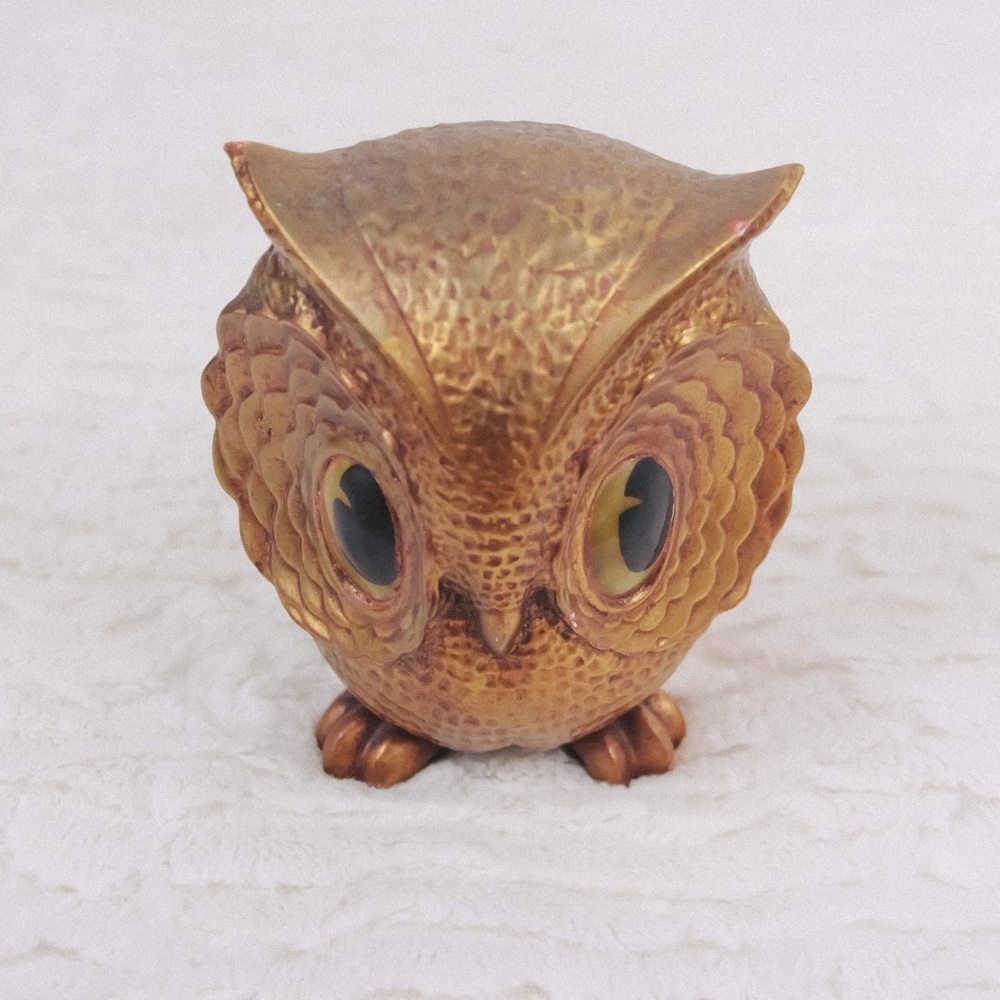 Vintage Golden Owl Ceramic Decor